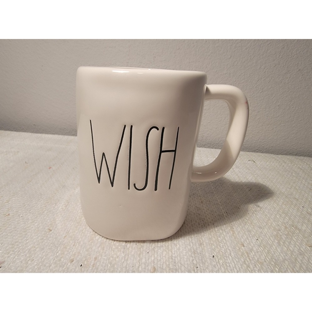 Rae Dunn Artisan Collection Magenta "wish" Ivory 18 oz Coffee Mug EUC